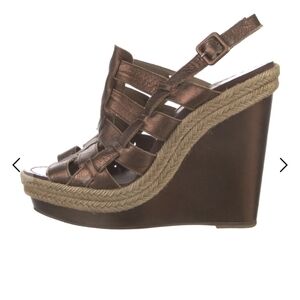 Christian Louboutin Metallic Brown Wedge Sandals